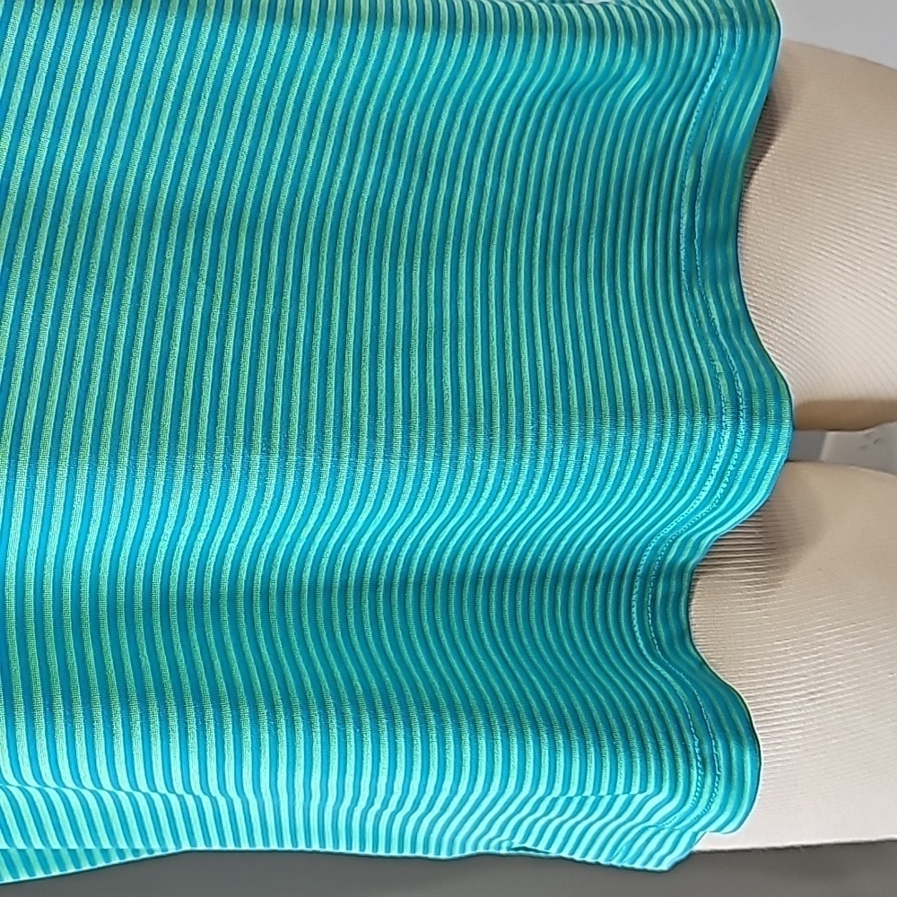 Bette & court pin striped, green/blue golf shirt active wear. V neck. Size XL. - Picture 3 of 10